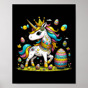 Easter Unicorn Crown Cute Eggs Gift Girls Kids Tod Poster