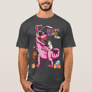 Easter Unicorn Riding Dinosaur Bunny T Re Happy Ea T-Shirt