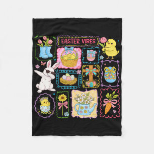 Easter Vibes 2026 Cute Bunny Rabbit Easter Day Wom Fleece Blanket