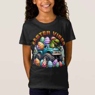 Easter Vibes Dino on Monster Truck with Easter Egg T-Shirt