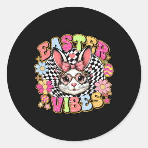 Easter Vibes Floral Bunny Rabbit Egg Coquette Bow Classic Round Sticker