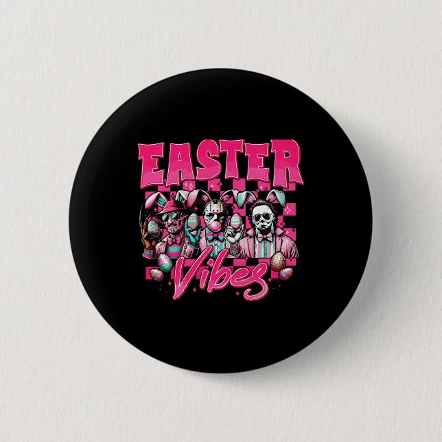 Easter Vibes Funny Easter Horror Characters Family 6 Cm Round Badge (Front)