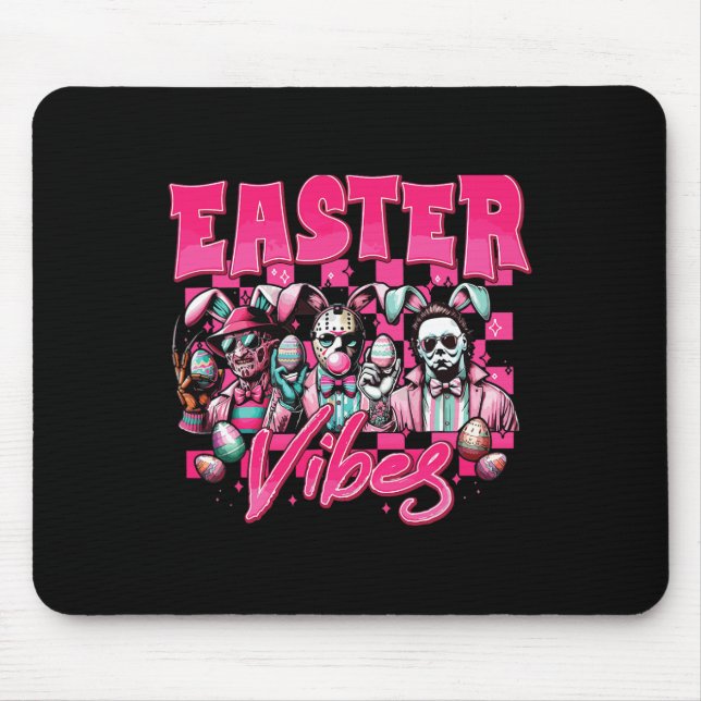 Easter Vibes Funny Easter Horror Characters Family Mouse Mat (Front)