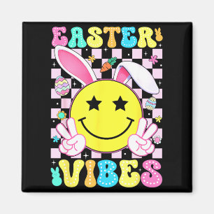 Easter vibes retro groovy bunny rabbit ears womenE Magnet