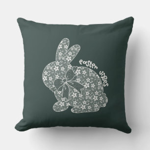 Easter Vibes White Lace Bunny Lace Ears Lace Bow Cushion