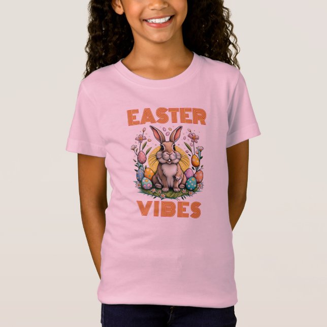 Easter Vibes with Easter Bunny and Eggs T-Shirt (Front)