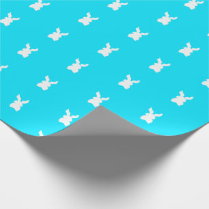 Easter vibrant coral aqua blue bunny pattern wrapping paper
