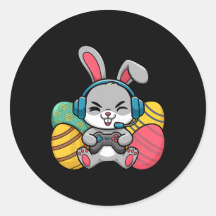 Easter Video Game Bunny Eggs Gaming Gamer Boys Men Classic Round Sticker