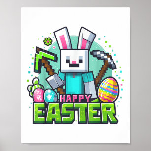 Easter Video Game Bunny Eggs Gaming Gamer Boys Men Poster