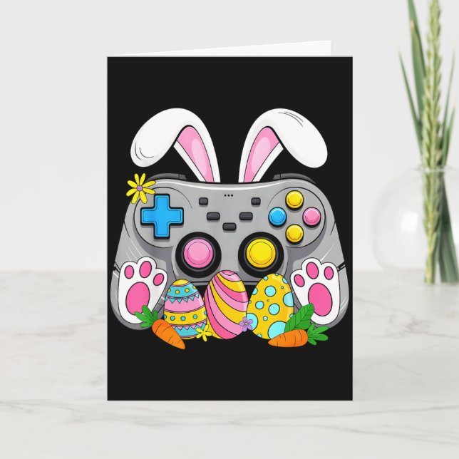 Easter Video Game Controller Bunny Eggs Gaming Boy Card (Front)