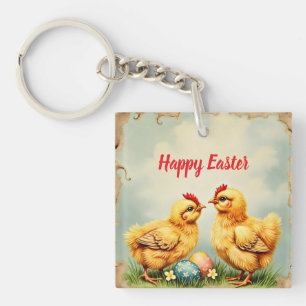 Easter Vintage 2 Little Chicken Holiday Collection Key Ring