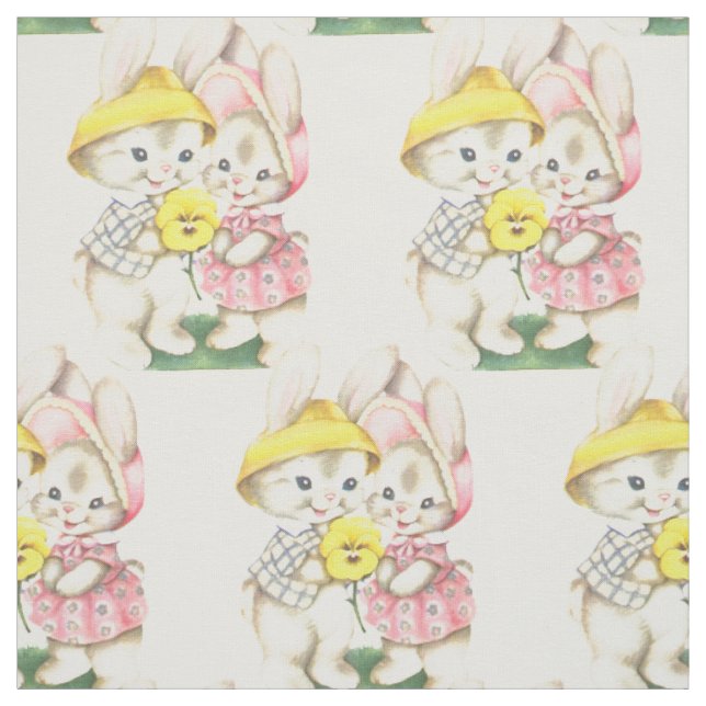 Easter Vintage Bunnies Fabric (Swatch)