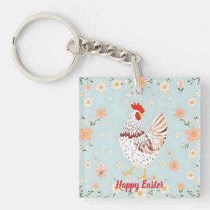 Easter Vintage Chicken Holiday Collection Key Ring