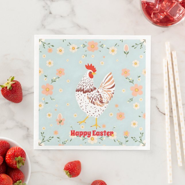 Easter Vintage Chicken Holiday Collection Napkin (Insitu)