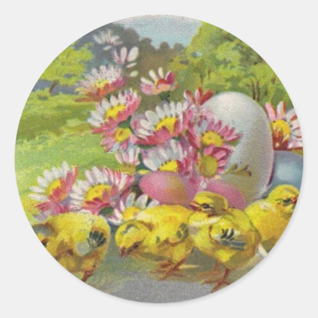 Easter Vintage Classic Round Sticker (Front)