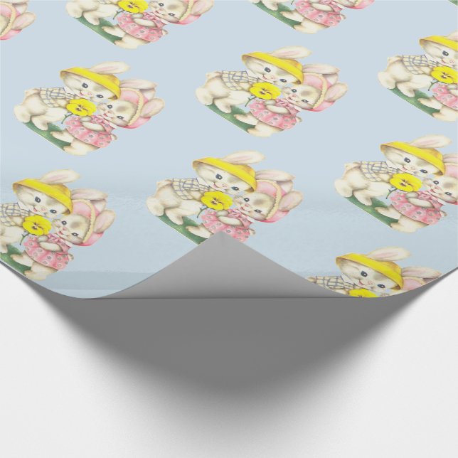 Easter Vintage Easter Bunny Bunnies Rabbits Wrapping Paper (Corner)
