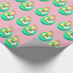 Easter Vintage Girl with Easter Chick Wrapping Paper