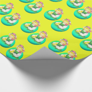 Easter Vintage Girl with Easter Chick Wrapping Paper
