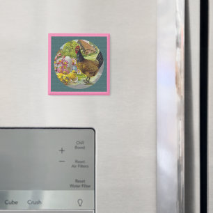 Easter Vintage Hen and Chicks Textured Magnet