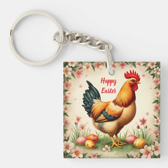 Easter Vintage Holiday Trendy Easter Collection Key Ring (Front)