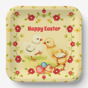Easter Vintage Little Chicken Holiday Collection Paper Plate