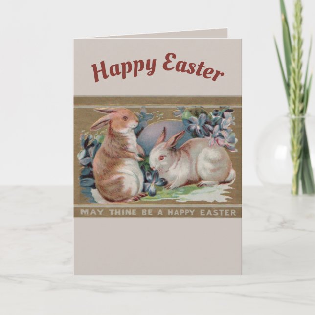 ~ EASTER VINTAGE PICTURE ~ 2 Sweet Bunnies ~  Holiday Card (Front)