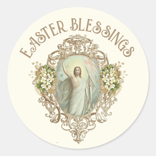 Easter Vintage Resurrection Pascha Religious Classic Round Sticker (Front)