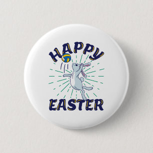 Easter Volleyball Bunny Jump Serve 6 Cm Round Badge