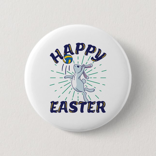Easter Volleyball Bunny Jump Serve 6 Cm Round Badge (Front)