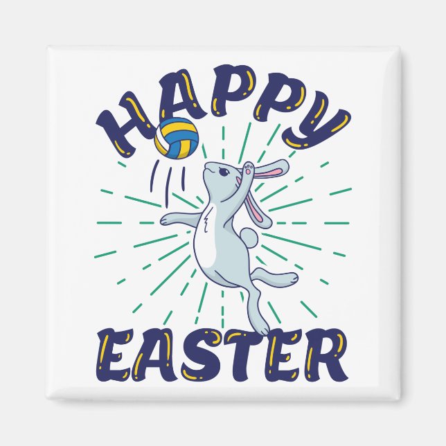 Easter Volleyball Bunny Jump Serve Magnet (Front)