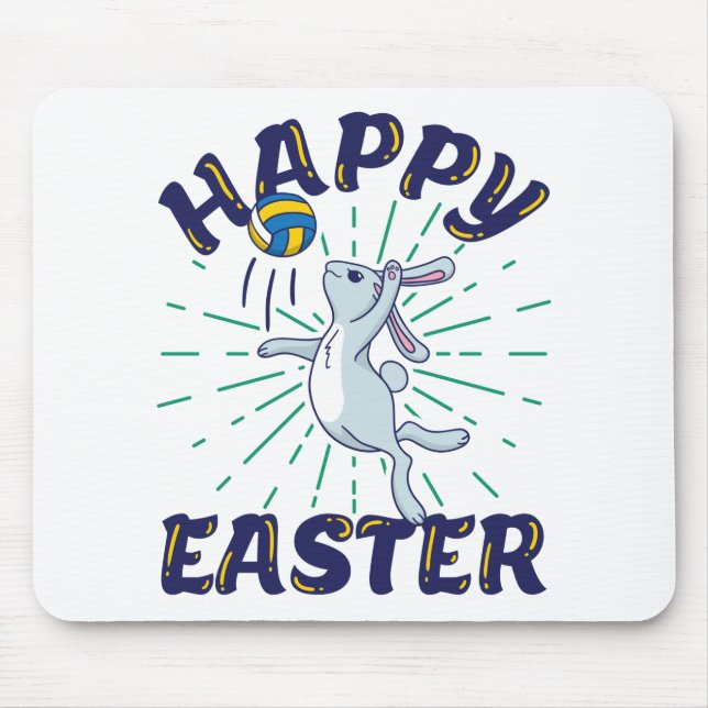 Easter Volleyball Bunny Jump Serve Mouse Mat (Front)