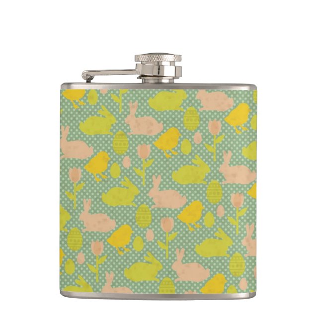 Easter Wallpaper Hip Flask (Front)