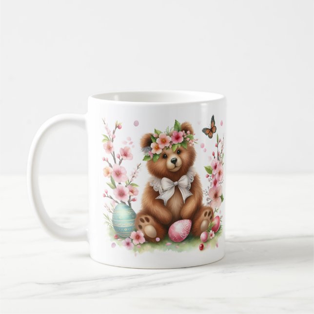 Easter - Watercolor Brown Bear -   Coffee Mug (Left)