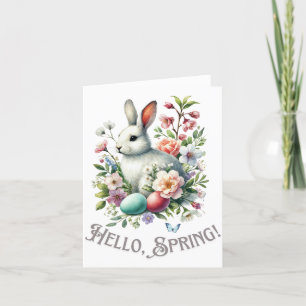 Easter Watercolor Bunny & Eggs Holiday Card