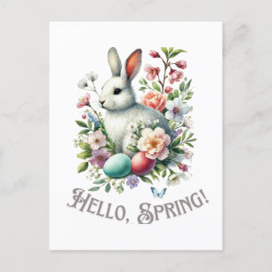 Easter Watercolor Bunny & Eggs Postcard
