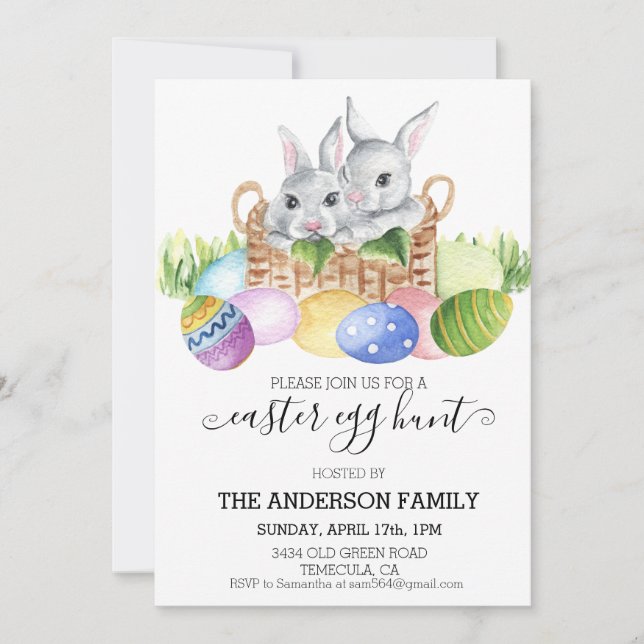 Easter Watercolor Egg Hunt  Invitation (Front)