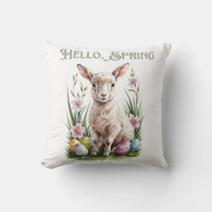 Easter Watercolor Lump, Eggs & Flowers Cushion