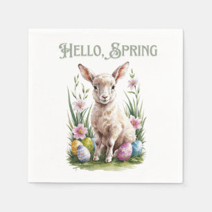 Easter Watercolor Lump, Eggs & Flowers Napkin