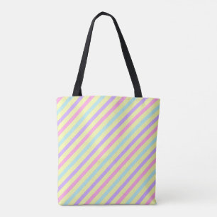 Easter Watercolor Pink Blue Stripes Tote Bag