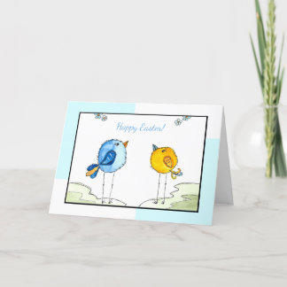 Easter Watercolor Whimsical Birds Card