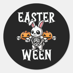Easter Ween Skeleton Bunny Halloween Theme Classic Round Sticker