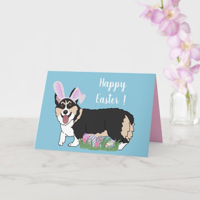 Easter Welsh Corgi Pup  Card (Orchid)