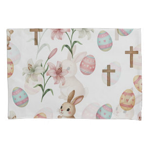 Easter Whimsy – Seamless Bunny & Lily Pattern Pillowcase