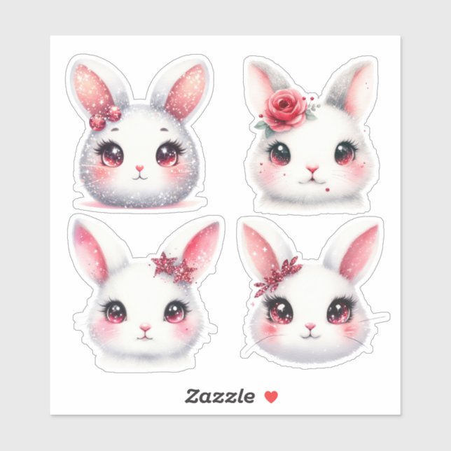 Easter White and Red Bunnies (Sheet)