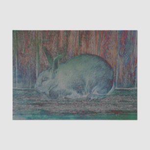 Easter White Bunny Rabbit Green Brown Wood Grain Tissue Paper