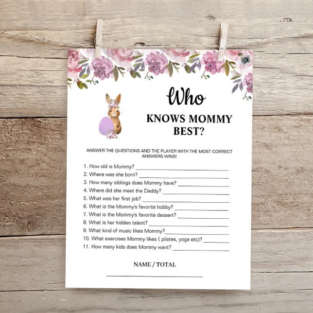 Easter Who knows Mummy Best Baby Game Card  (Creator Uploaded)