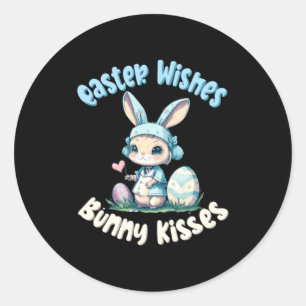Easter Wishes Bunny Kisses Easter Classic Round Sticker
