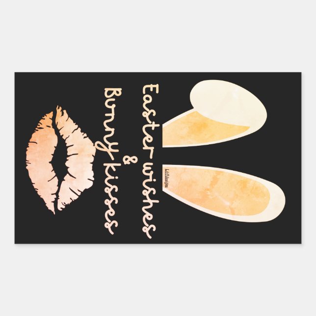EASTER WISHES & BUNNY KISSES easter gift idea      Rectangular Sticker (Front)