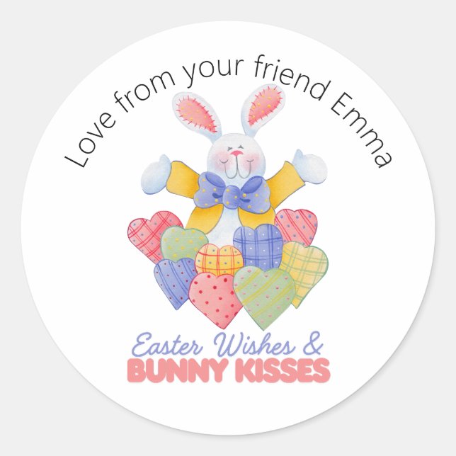 Easter wishes Bunny kisses Easter gift label (Front)