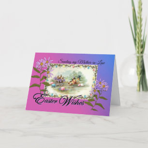Easter Wishes for Mother-in-Law, Antique P'card Holiday Card